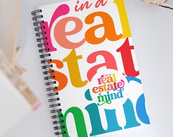 Cuaderno de espiral suave para agente inmobiliario, regalo para agente inmobiliario, con mentalidad inmobiliaria, páginas punteadas, papelería profesional, nuevo agente.