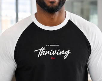 KW – Keller Williams Real Estate - No solo sobrevivir, sino prosperar – Camiseta de béisbol raglán de manga 3/4