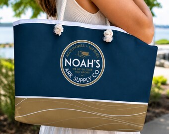 Bolso de fin de semana cristiano de Noah's Ark Supply Co / Bolso de mano con cita bíblica divertida / Bolso de playa náutico, regalo para mujeres cristianas / Bolso de viaje grande