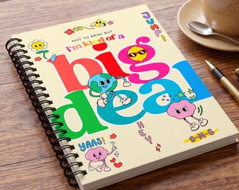 Cuaderno espiral retro Big Deal, diario colorido estilo Y2K, cuaderno moderno de 118 páginas rayadas, papelería divertida para la oficina, útiles escolares estéticos