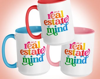 Taza de regalo para agente inmobiliario con temática inmobiliaria. Taza de café de cerámica de 444 ml (15 oz). Regalo ideal para cerrar un trato con un agente inmobiliario.