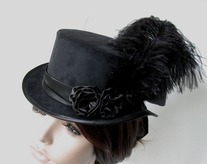 Ladies Riding Top Hat Black Velours Made to Order Goth Neo Etsy