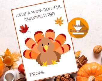 PRINTABLE Thanksgiving Play Doh Cards - Fall Playdoh - Printable Kids Activity - Thanksgiving Table - Turkey Day - Instant PDF Download