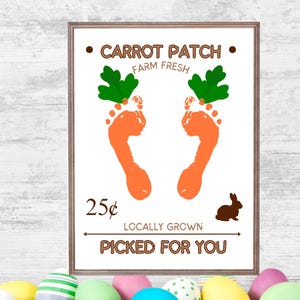 PRINTABLE Easter Handprint Art Craft for Kids, Carrot Keepsake Art, Toddler Preschool Kindergarten Homeschool Activity