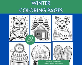 Dibujos de invierno para colorear (imprimibles), láminas para colorear, dibujos navideños para colorear, dibujos acogedores para colorear para niños, actividades navideñas para colorear