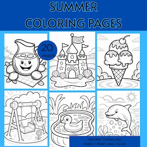 PRINTABLE Summer coloring pages for kids, coloring book, kids coloring sheets, beach coloring, summer fun, kids birthday party activity