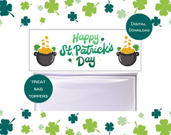 Adorno imprimible para bolsas de regalo del Día de San Patricio, para la escuela, guardería, etiqueta de regalo del Día de San Patricio, recuerdo de aula, recuerdo de fiesta