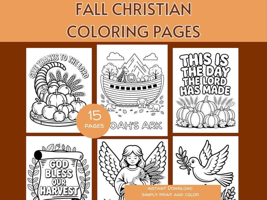 PRINTABLE Fall Christian Coloring Pages for Kids, Bible Themed Autumn ...