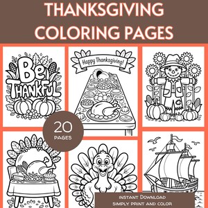 PRINTABLE Thanksgiving Coloring Pages For Kids and Adults, Fall Coloring Sheets, Holiday Activity, | Turkey | Pumpkin | Cozy Printable