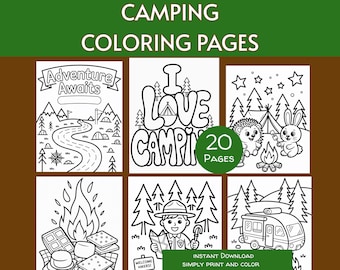 Páginas para colorear de campamentos para imprimir, campamentos de verano, libros de actividades para viajes por carretera, libros para colorear, hojas para colorear, campamentos en el patio, actividades para colorear para niños