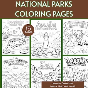 PRINTABLE National Parks Coloring Pages, Kids National Parks Coloring Pages, Coloring Pages Sheets, teacher resources, Camping coloring