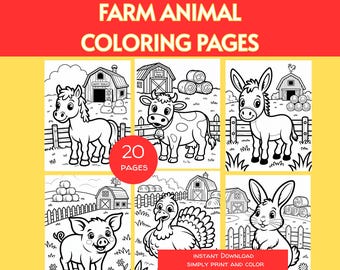 Dibujos para colorear de animales de granja para imprimir, hojas para colorear de animales de granja, dibujos para colorear de animales de granja para niños, libro para colorear de la granja, vida en el campo