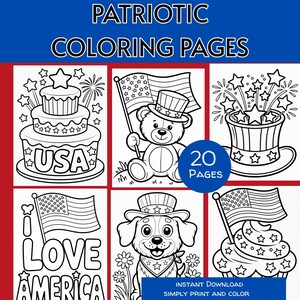PRINTABLE Patriotic coloring pages, 4th of July coloring pages, USA coloring pages, Independence Day coloring, pool party, kids coloring