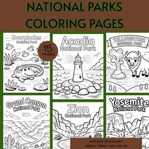 PRINTABLE National Parks Coloring Pages, Kids National Parks Coloring Pages, Coloring Pages Sheets, teacher resources, Camping coloring