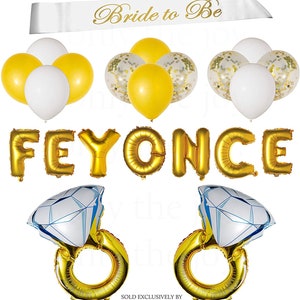 22 Piece Feyonce Balloon Banner in Bachelorette Party Decorations Kit Bridal Shower Decorations Kit Gold Balloons Gold Decor Plus Bride Sash