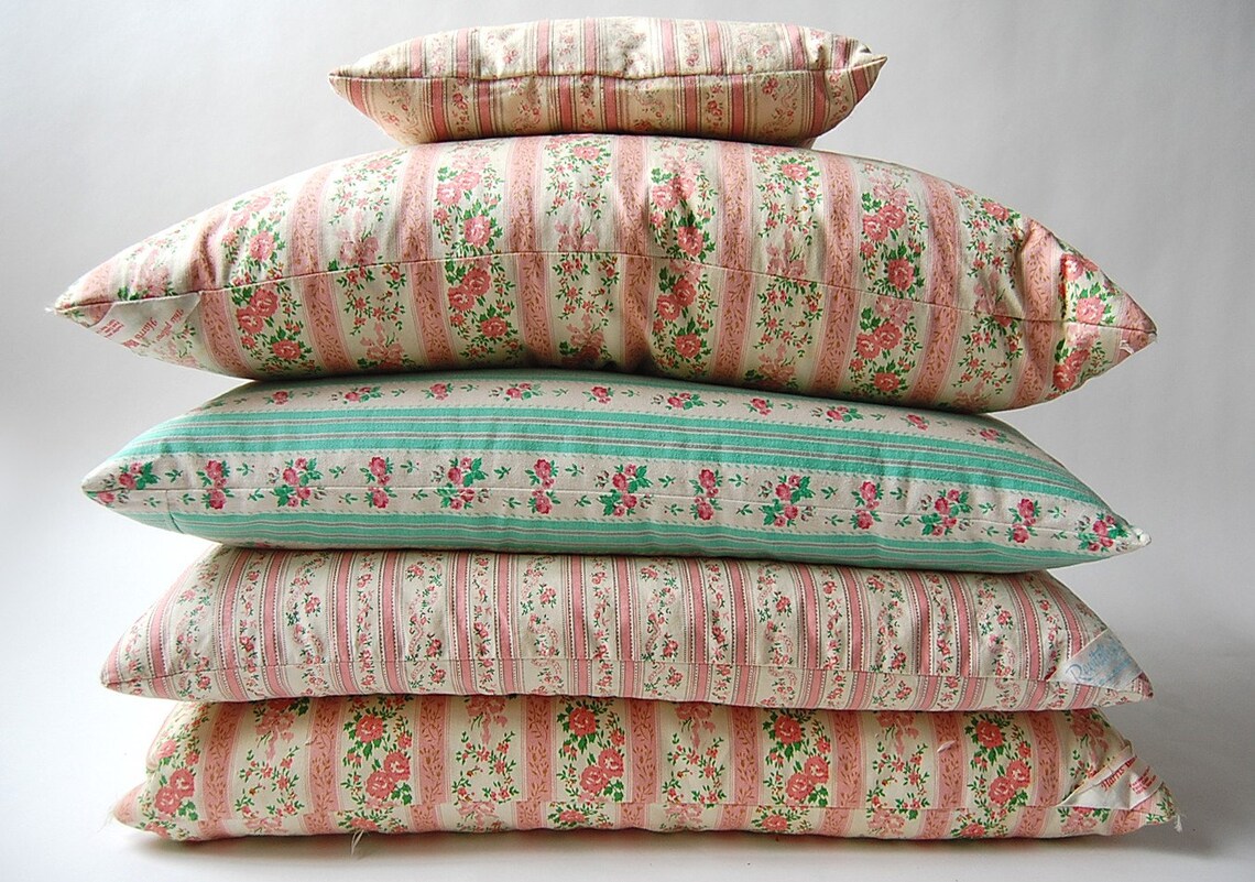 Set of 5 vintage Ticking Feather and Down Pillows . Farm Etsy