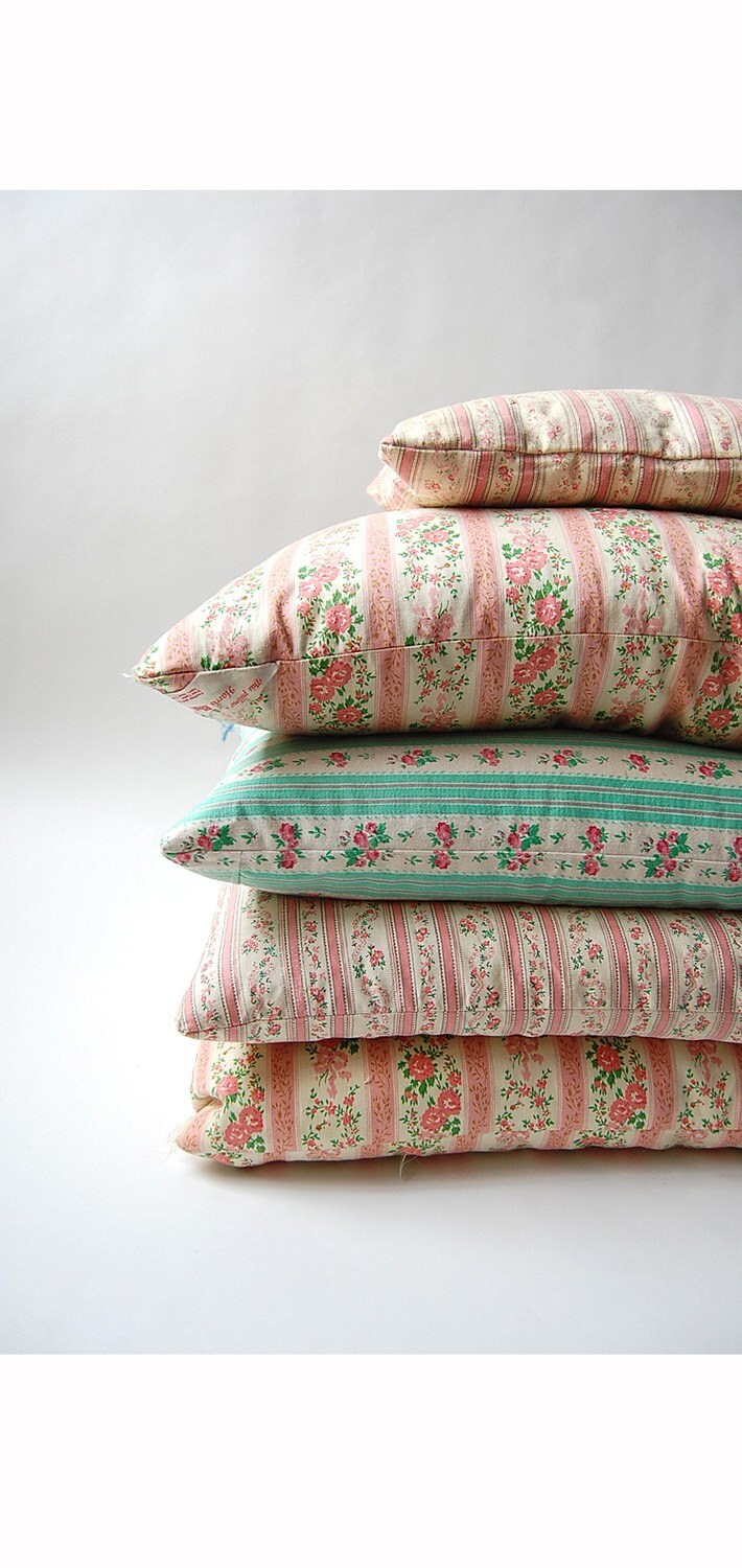 Set of 5 vintage Ticking Feather and Down Pillows . Farm Etsy