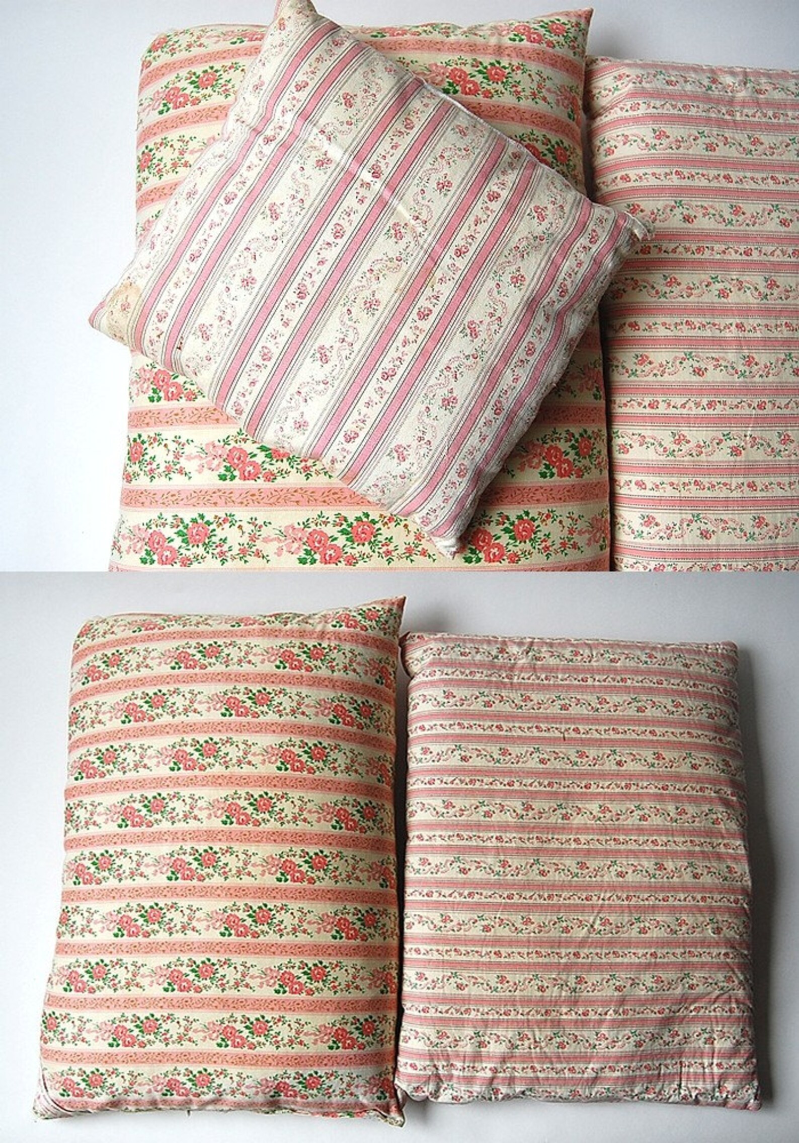 Set of 5 vintage Ticking Feather and Down Pillows . Farm Etsy
