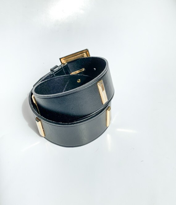 Wide Black Leather Belt Liz Claiborne 