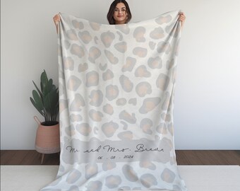 PERSONALIZED Leopard Wedding Date Blanket