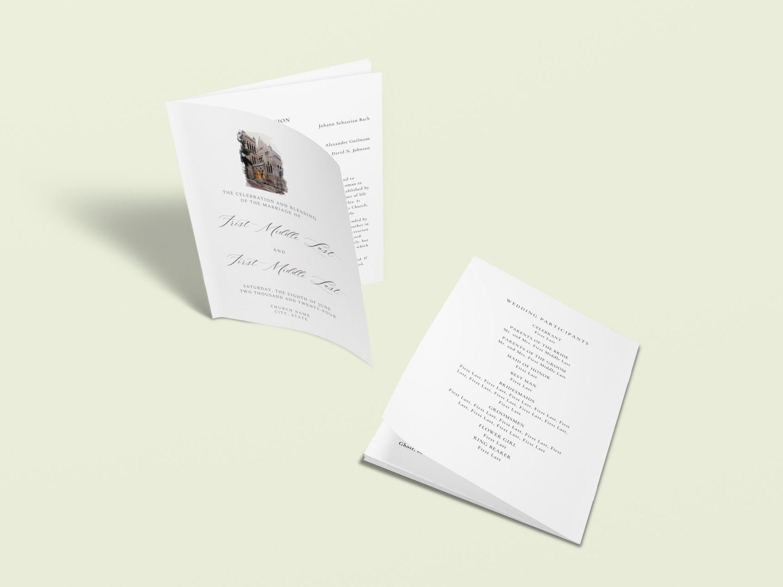 Episcopalian Wedding Program Booklet, Rite 1 Communion, Bifold ...