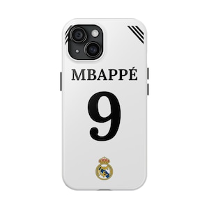 Mbappe #9 White Jersey Real Madrid Slim Phone Case Simple White Phone Cover Soccer Lovers Tough Phone Cases