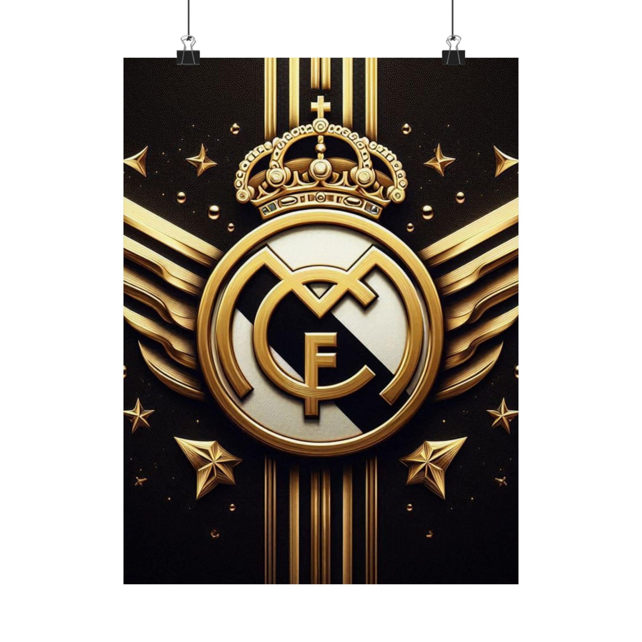 Real Real Madrid Poster Gold Real Madrid Logo Wall Decoration Real Madrid ...