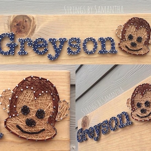 Print Style w/ Monkey String Art Sign - MADE TO ORDER