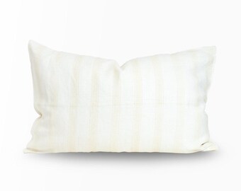Striped Lumbar Pillow Cover | Modern Farmhouse Linen Cushion for Sofa, Chair