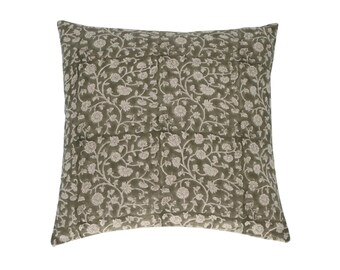 Funda de almohada de lino estampada a mano / Cojín decorativo floral / Decoración de primavera estilo granja bohemio / Regalo de inauguración de la casa