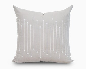 Throw Pillow Cover Velvet Cushion | Minimalist Soft Fawn Embroidery | 20x20, 18x18, Hidden Zipper