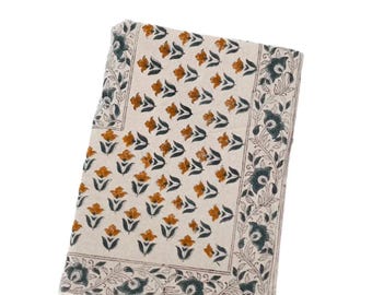 Grace Floral Block Print Tablecloth | Handmade Table Linen | Festive Decorative Cloth for Dining