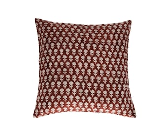 Funda de almohada de lino estampada a mano / Cojín decorativo floral / Decoración de primavera estilo granja bohemio / Regalo de inauguración de la casa