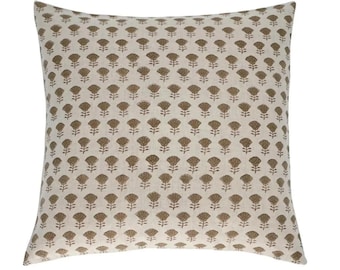 Handmade Block Printed Linen Pillow Cover | Decorative Throw Cushion | Boho Farmhouse Spring Home Decor | Housewarming Gift