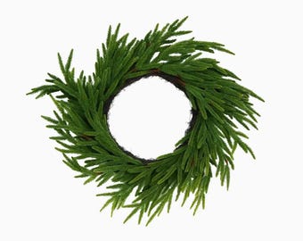 Real Touch Norfolk Pine Wreath – 22", Lifelike Holiday Decor
