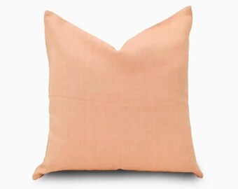 Ruffle Linen Pillow Cover | Solid Peach Throw Cushion | Cottagecore Decor, Farmhouse Accent