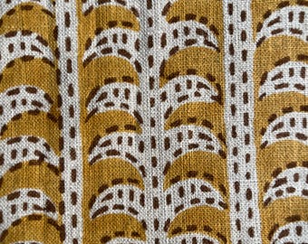 6 Yards Cut Out Block Print Linen Fabric | 58" Wide Designer Heavy Linen | Farmhouse Home Decor Pillow, Cushion, Curtain, Upholstery, Sewing