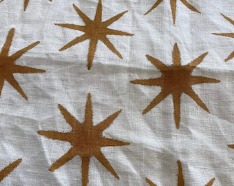 1 Yard Cut Out Block Print Linen Fabric | 58" Wide Designer Heavy Linen | Farmhouse Home Decor Pillow, Cushion, Curtain, Upholstery, Sewing