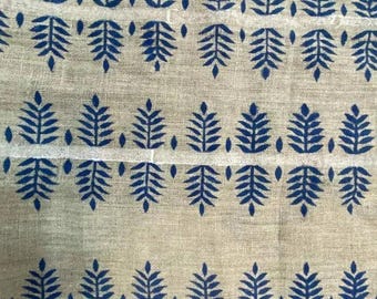Block Print Linen Fabric by Yard | 58" Wide Designer Heavy Linen | Farmhouse Home Decor Pillow, Cushion, Curtain, Upholstery, Sewing | James