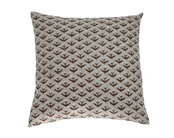 Funda de almohada de lino estampada a mano / Cojín decorativo floral / Decoración de primavera estilo granja bohemio / Regalo de inauguración de la casa