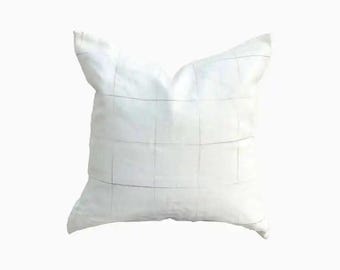 Celina Block Print Pillow Cover | Neutral Floral Throw Pillow | Cozy Decorative Cushion