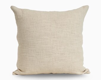 Handwoven Khadi Pillow Cover – Textured Linen Farmhouse Cushion for Sofa, Bed