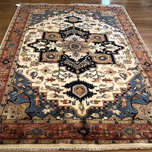 Antique Oushak Rug – Hand Knotted Turkish Vintage Low Pile Rug with Earthy Tones – Rustic Decor – Fall Decor – Fall Home Gift