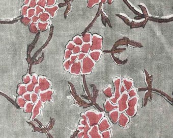 Block Print Linen Fabric by Yard | 58" Wide Designer Heavy Linen | Farmhouse Home Decor Pillow, Cushion, Curtain, Upholstery | Joselyn