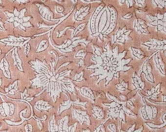 Block Print Linen Fabric by Yard | 58" Wide Designer Heavy Linen | Farmhouse Home Decor Pillow, Cushion, Curtain, Upholstery, Sewing | Caleb