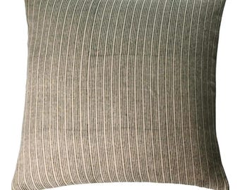 Handmade Block Printed Linen Pillow Cover | Stripe Decorative Throw Cushion | Boho Farmhouse Spring Home Decor | Housewarming Gift