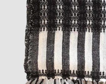 Handwoven Bhujodi Throw | Indian Striped Wool Blanket | Boho Sofa Decor | Rustic Home Textile