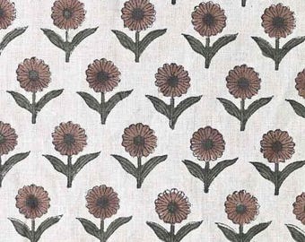 1 Yard Cut Out Block Print Linen Fabric | 58" Wide Designer Heavy Linen | Farmhouse Home Decor Pillow, Cushion, Curtain, Upholstery, Sewing
