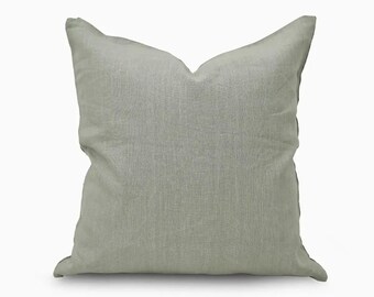 Ruffle Linen Pillow Cover | Solid Neutral Grey Throw Cushion | Cottagecore Decor, Farmhouse Accent