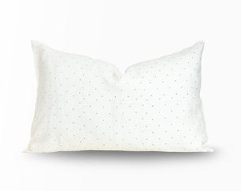 Throw Pillow Cover: Modern Farmhouse Polka Dot Pattern - Linen Fabric, Narrow Lumbar Size, Minimalist Decor Accent